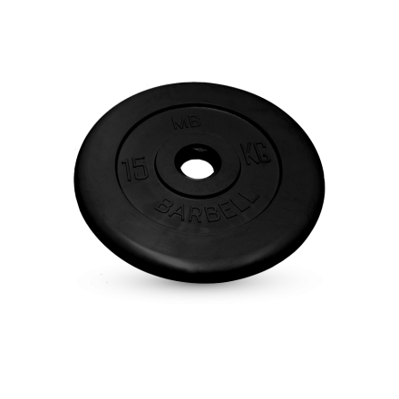 Диск обрезиненный, чёрного цвета, 50 мм, 15 кг